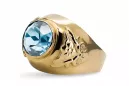 14K Yellow gold Aquamarine Ring Vintage style vrc078y